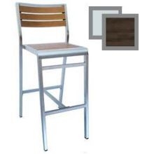 Emu Sid Wenge with Brushed Aluminum Edge Outdoor Indoor Barstool, 42.5 x 18 x 23.5 inch.