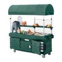 Green Cambro CamKiosk Vending Cart with Canopy, 85 1/8 x 33 1/2 x 94 inch.