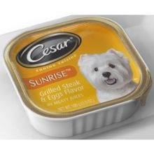 Cesar Sunrise Canine Cuisine Grilled Steak and Eggs Flavor in Meaty Juices Dog Food, 3.5 Ounce -- 24 per case.