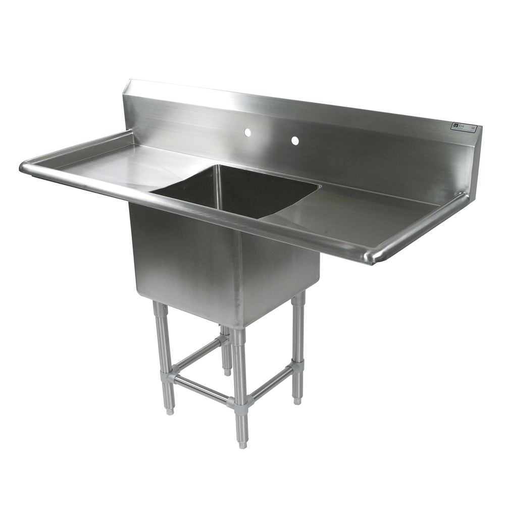 John Boos 16 Gauge Stainless Steel One Bowl Sink with 30 inch Left and Right Drainboard, 81 1/4 x 29 1/2 inch.