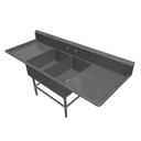 John Boos 16 Gauge Stainless Steel Two Bowl Sink with 18 inch Left and Right Drainboard, 75 1/4 x 29 1/2 inch.