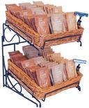 Mobile Merchandisers Matte Black 2 Tier Square Willow Basket Counter Display