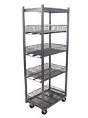 Mobile Merchandisers Silver Hammertone 4 Shelf Mobile Stocker Merchandiser with 3 Baskets