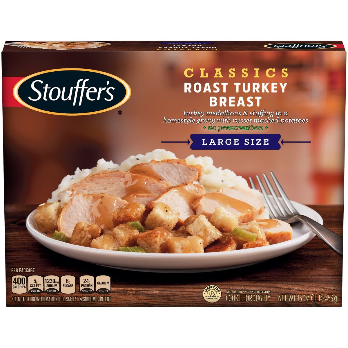 Stouffer's Dinner Size Homestyle Selects Roast Turkey Breast And Dressing, 16 Ounce -- 12 Per Case