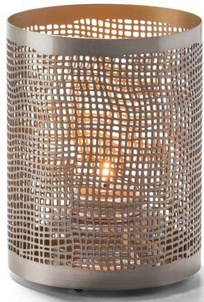 Hollowick Chantilly Pewter And Gold Perforated Metal Lamp, 4 X 3.13 X 3.13 Inch