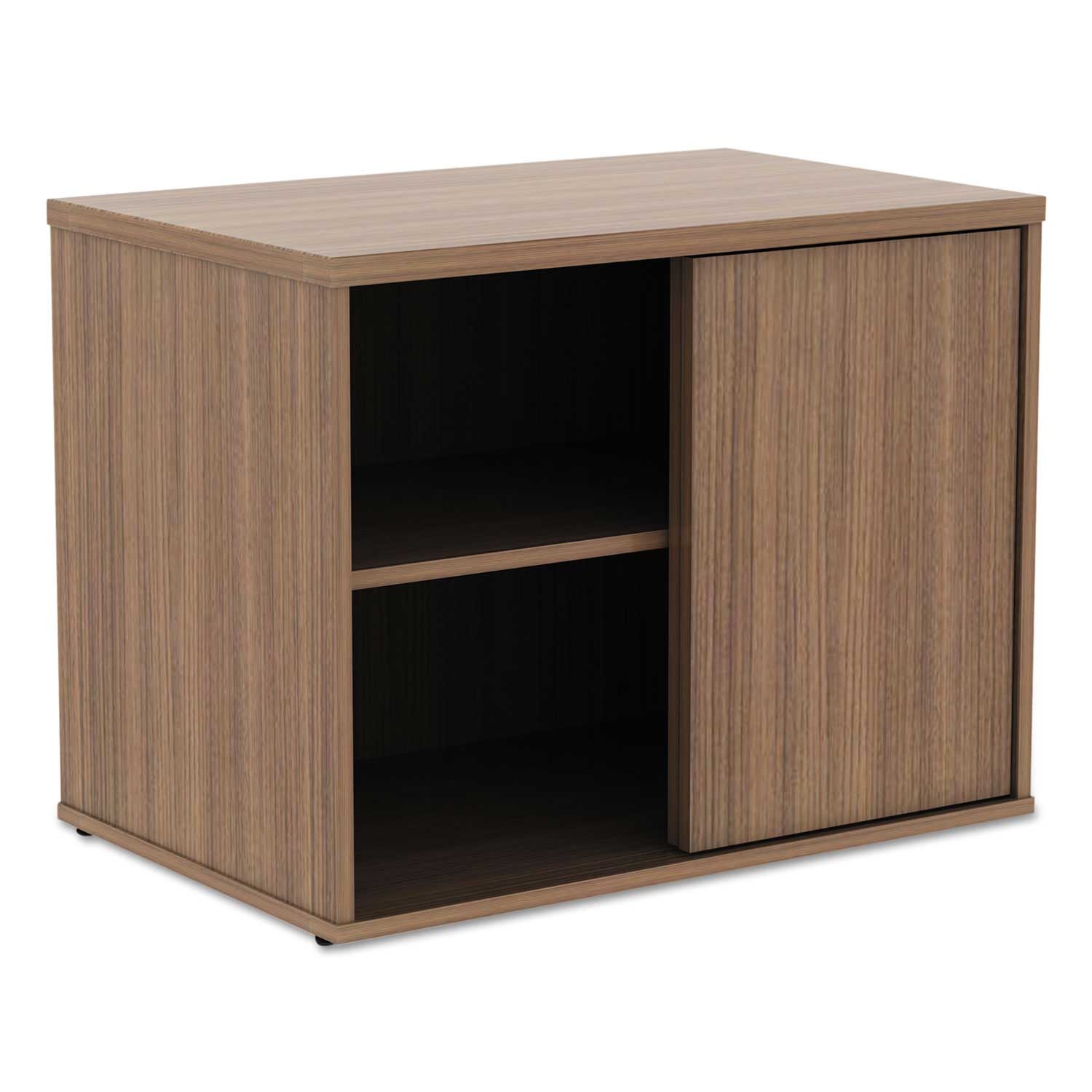 Alera Modern Walnut Open Office Low Storage Cabinet Credenza, 29 1/2 x 19 1/8 x 22 7/8 inch