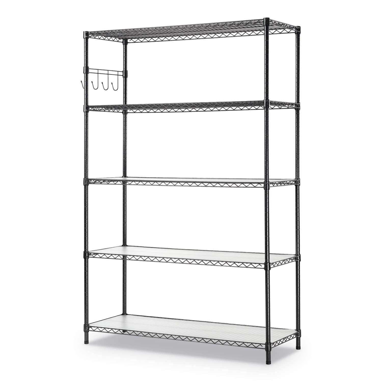 Alera Black Anthracite 5-Shelf Wire Shelving Kit with Casters and Shelf Liners, 48 x 18 x 72 inch
