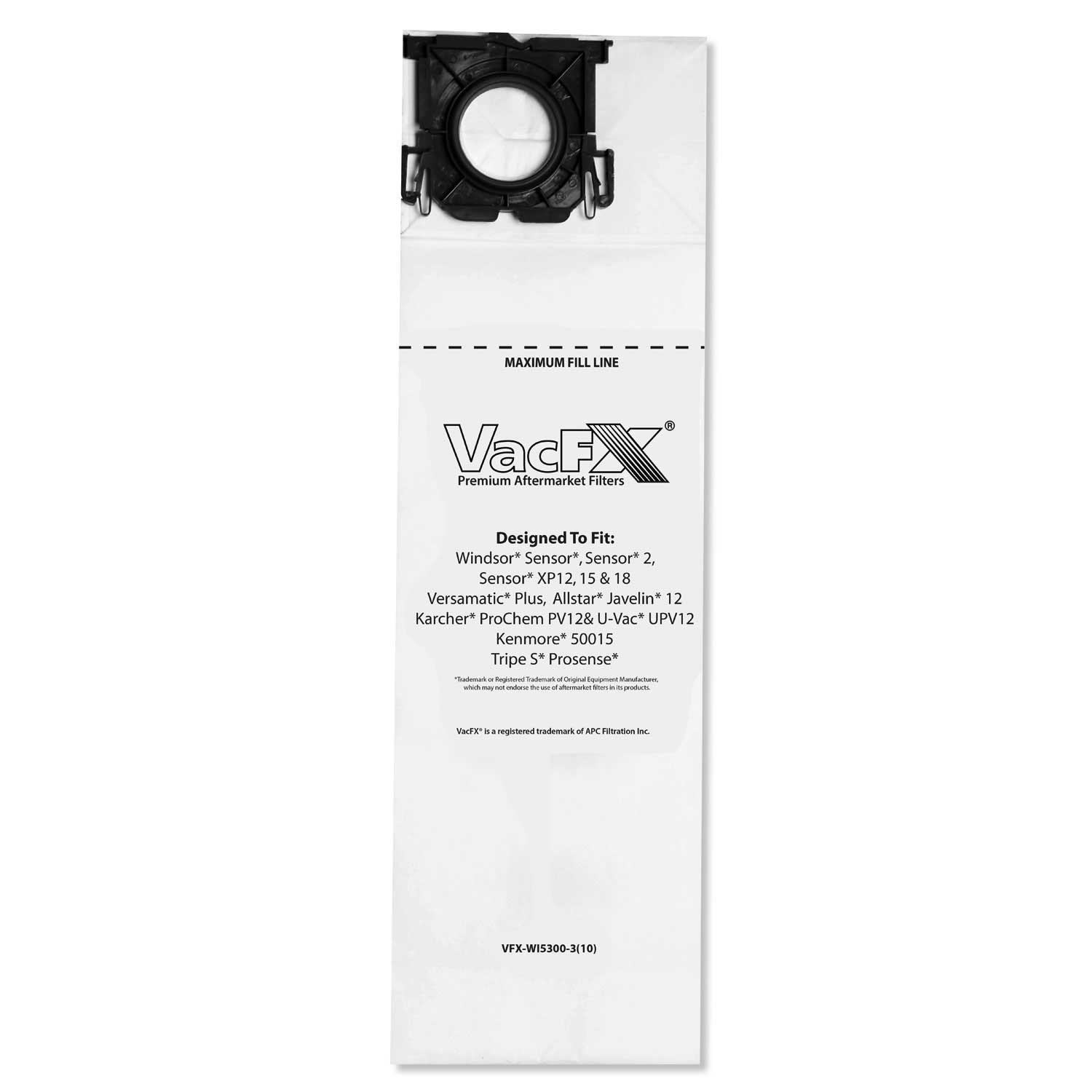 VacFX Vacuum Filter Bag Designed To Fit Windsor Sensor S/S2/XP/Veramatic Plus -- 100 per case