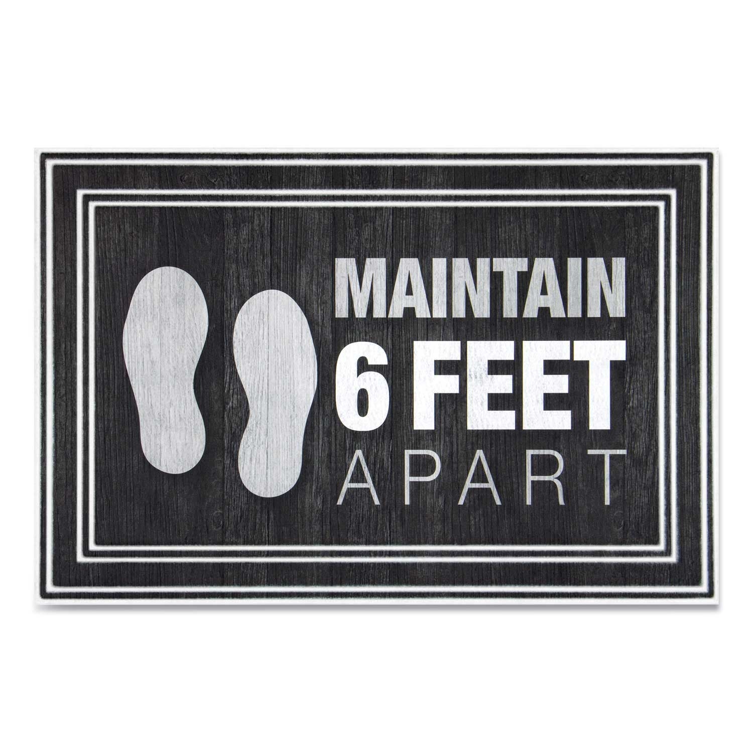 Apache Rectangular Charcoal Maintain 6 Feet Apart Message Floor Mat, 24 x 36 inch