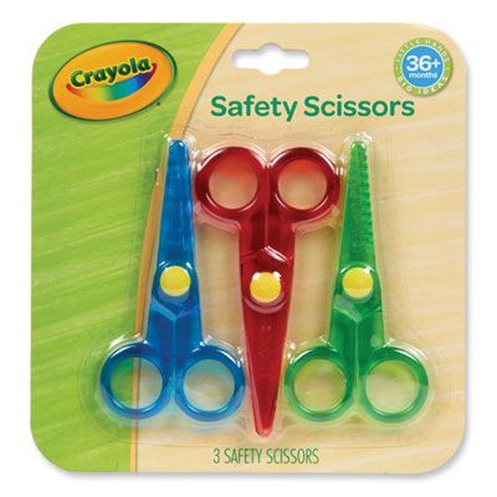 Crayola Rounded Tip Safety Scissors with Assorted Color Straight Handle -- 3 per pack