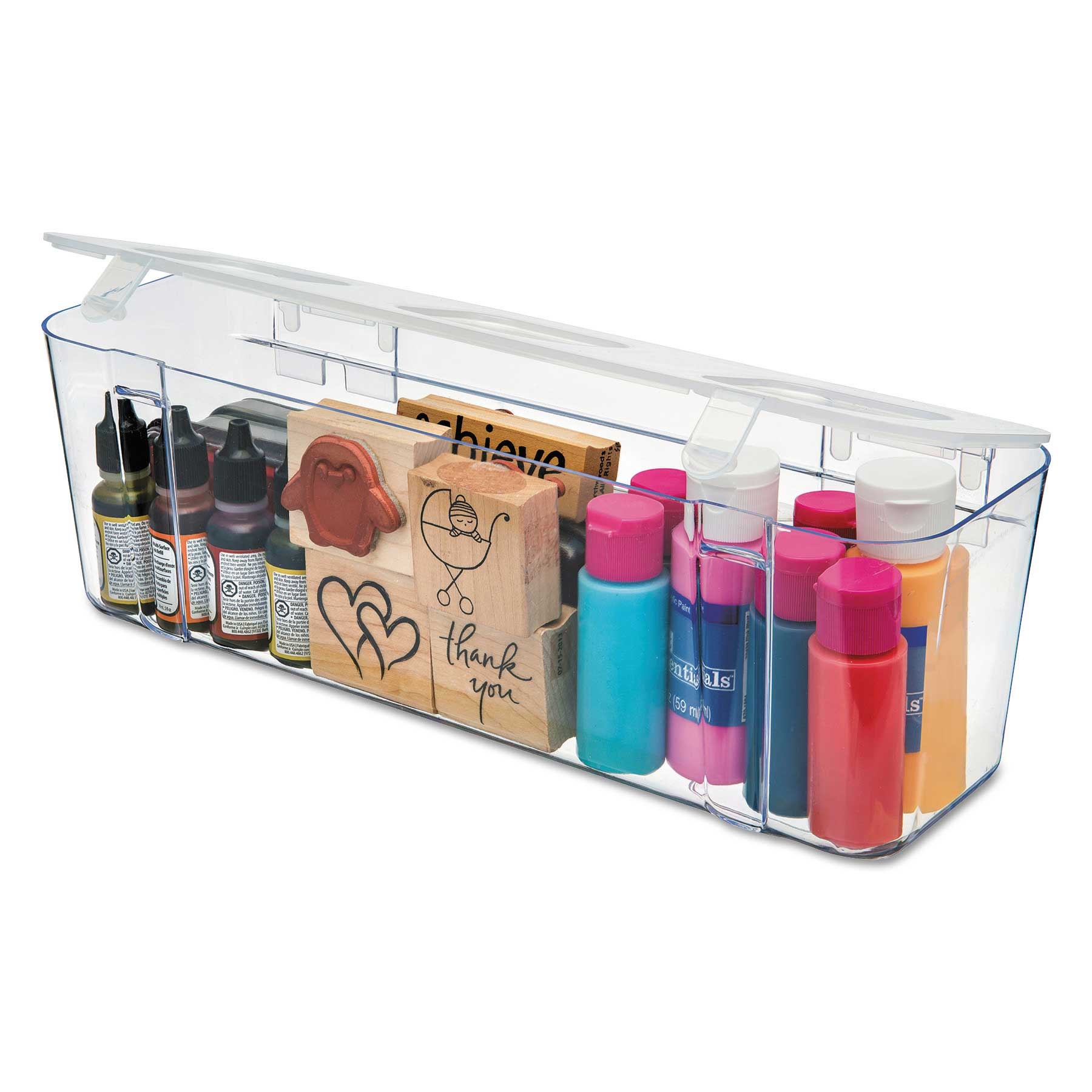 deflecto Polystyrene Clear Large Stackable Caddy Organizer Container