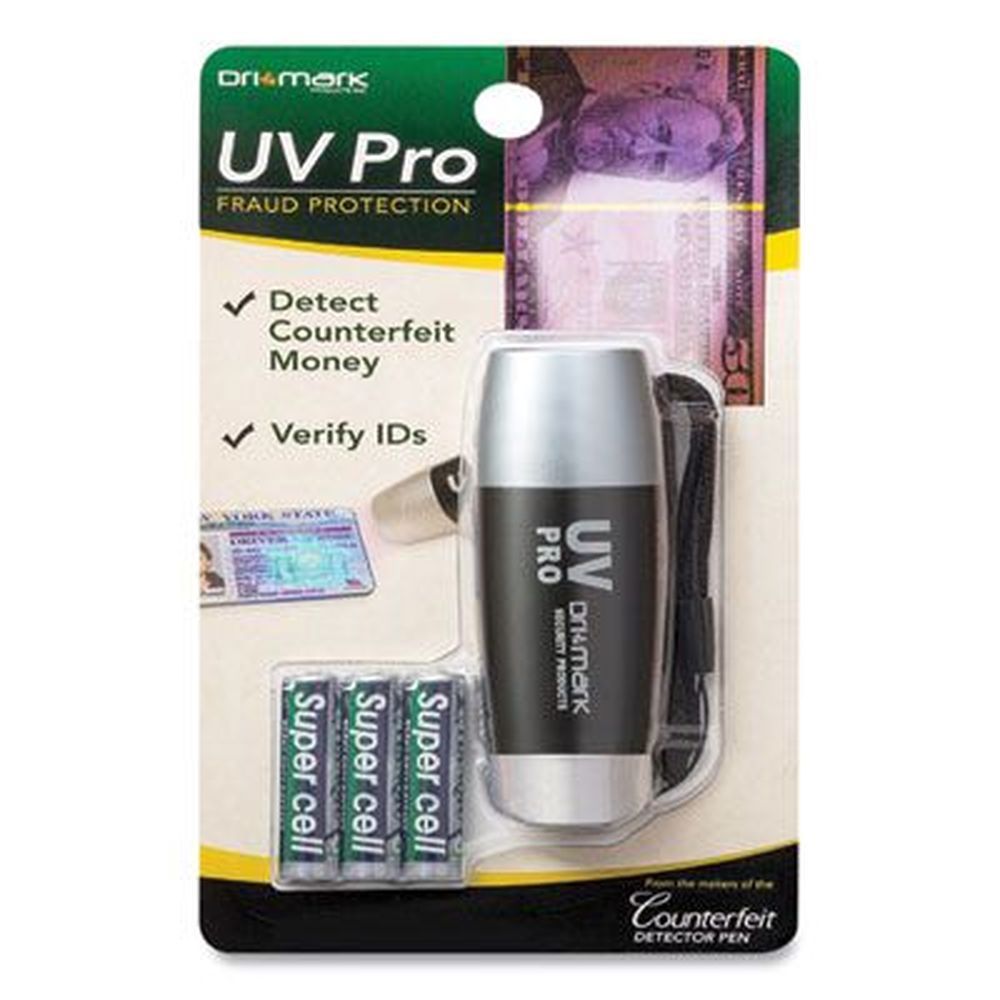 Dri Mark Black/silver Uv Pro Ultraviolet Counterfeit Detector For Most Foreign Currencies, 7.28 X 3.74 X 4.21 Inch