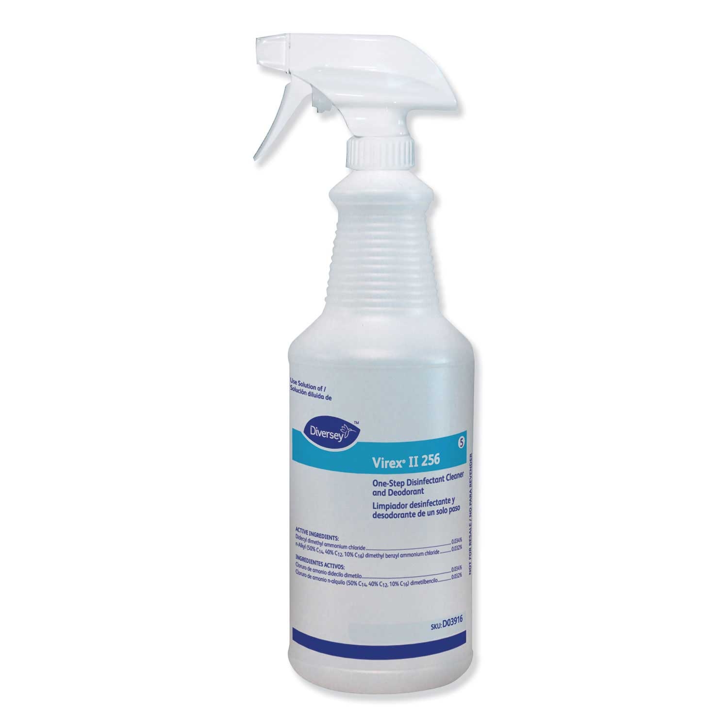 Diversey Virex II 256 Clear Empty Spray Bottle, 32 Ounce -- 12 per case