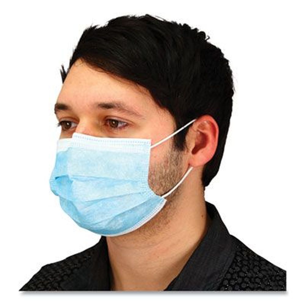 Impact Safety Zone Light Blue Polypropylene Three-ply Face Mask With Ear Loops - 50 Per Box -- 40 Boxes Per Case