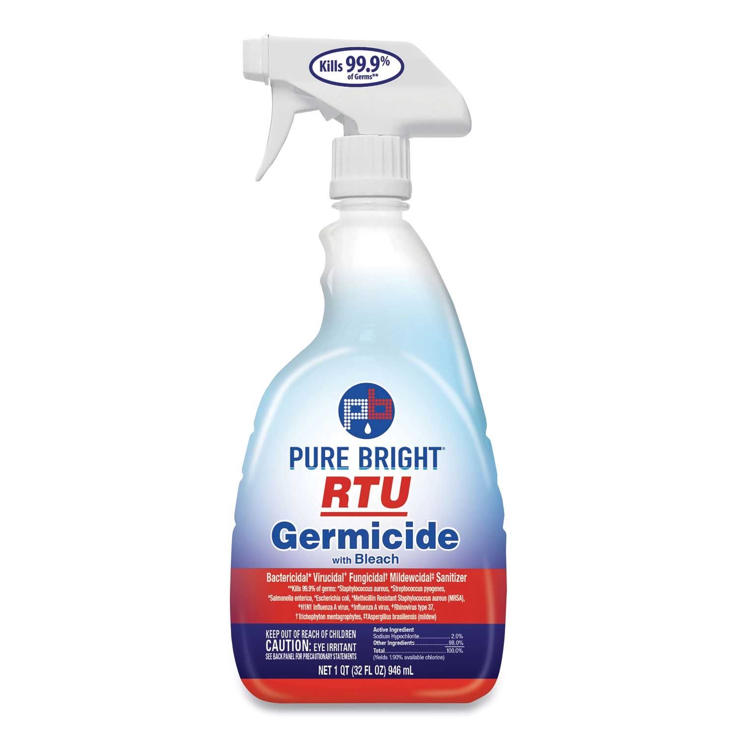 Pure Bright Fresh Scent Ready To Use Germicide with Bleach, 32 Ounce Spray Bottle -- 9 per case