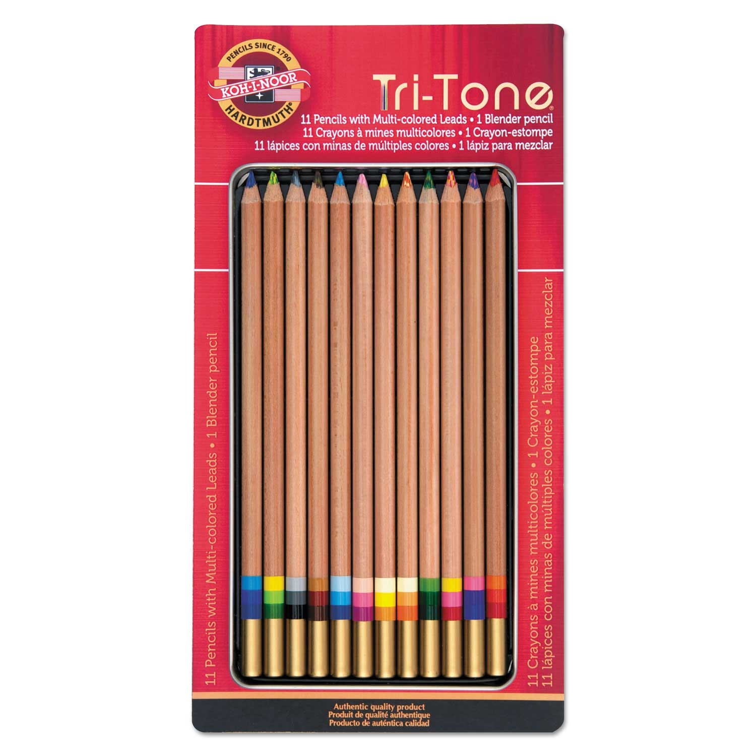 Koh I Noor Tri Tone Assorted Lead Colors Tan Barrel Pencil, 3.8 Millimeter -- 1 set