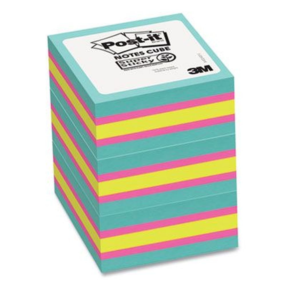 Post-it Notes Super Sticky Bright Color Collection Self-Stick Notes Cube, 3 x 3 inch - 360 Sheets per pad -- 3 cubes per pack