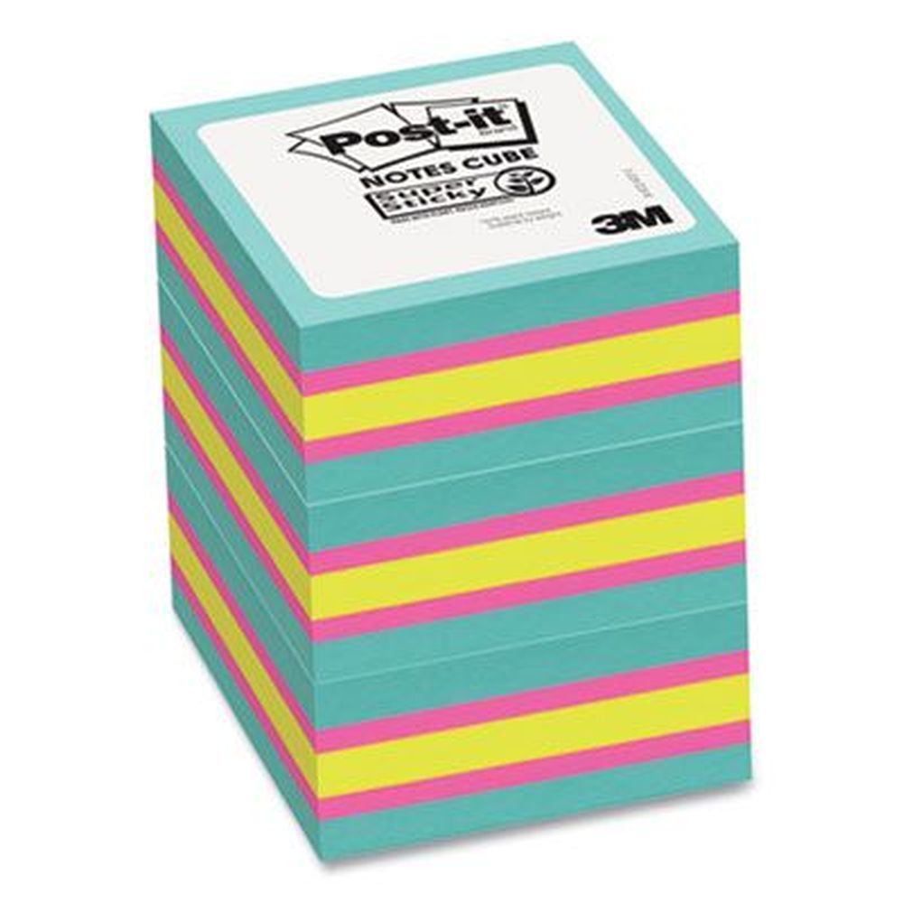 Post-it Notes Super Sticky Bright Color Collection Self-stick Notes Cube, 3 X 3 Inch - 360 Sheets Per Pad -- 3 Cubes Per Pack
