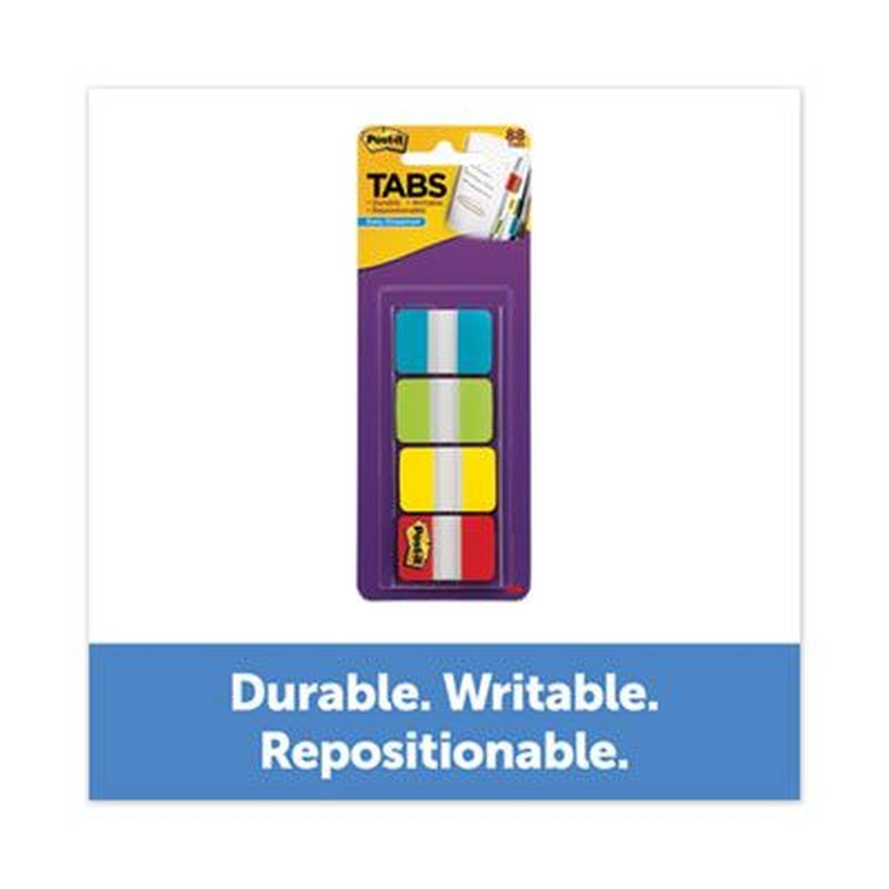 Post-it 1 Inch Wide Aqua Lime Red Yellow Tabs With Dispenser -- 88 Per Pack