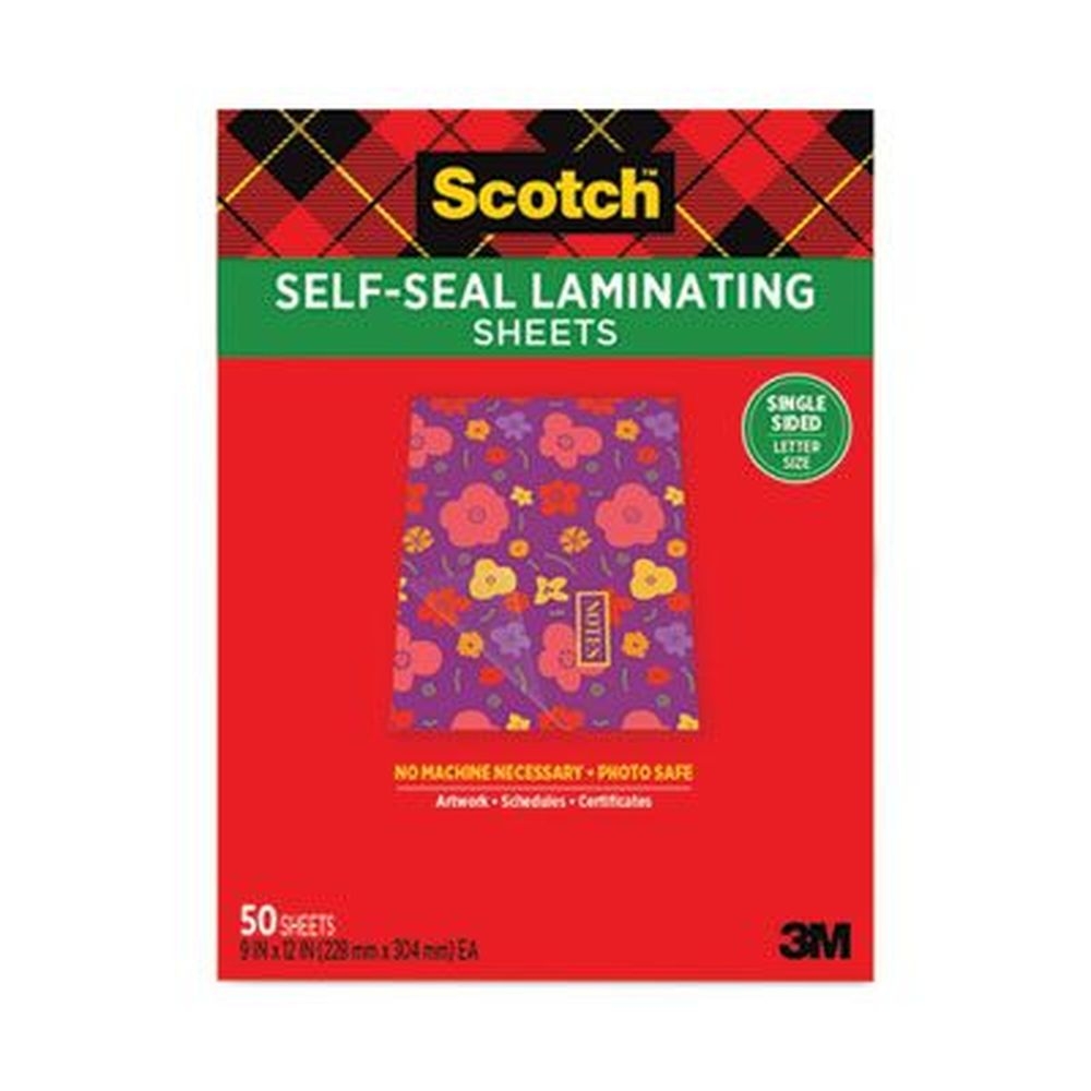 Scotch Gloss Clear 6 Mil Self-Sealing Laminating Sheets, 9.06 x 11.63 inch -- 50 per pack