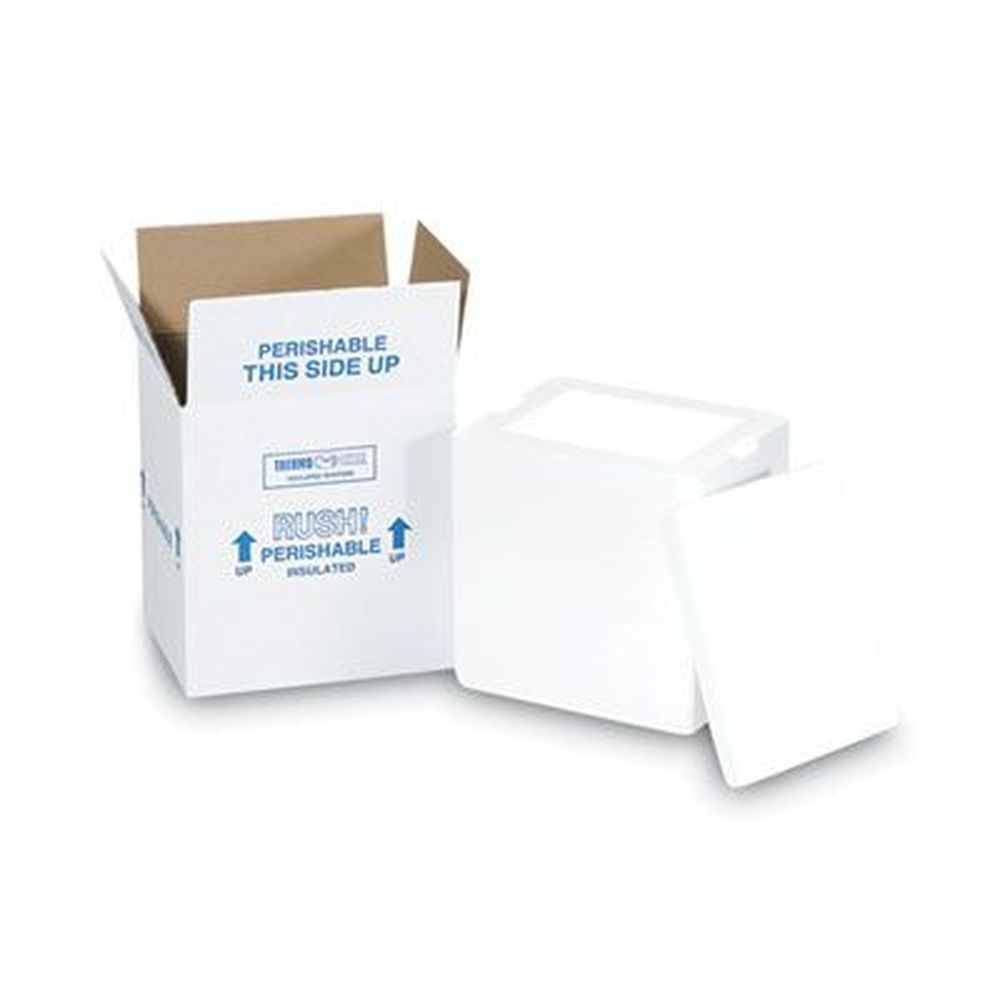 The Packaging Wholesalers White/blue 1.5 Inch Foam Insert Insulated Shipping Container, 9 X 11 X 15 Inch