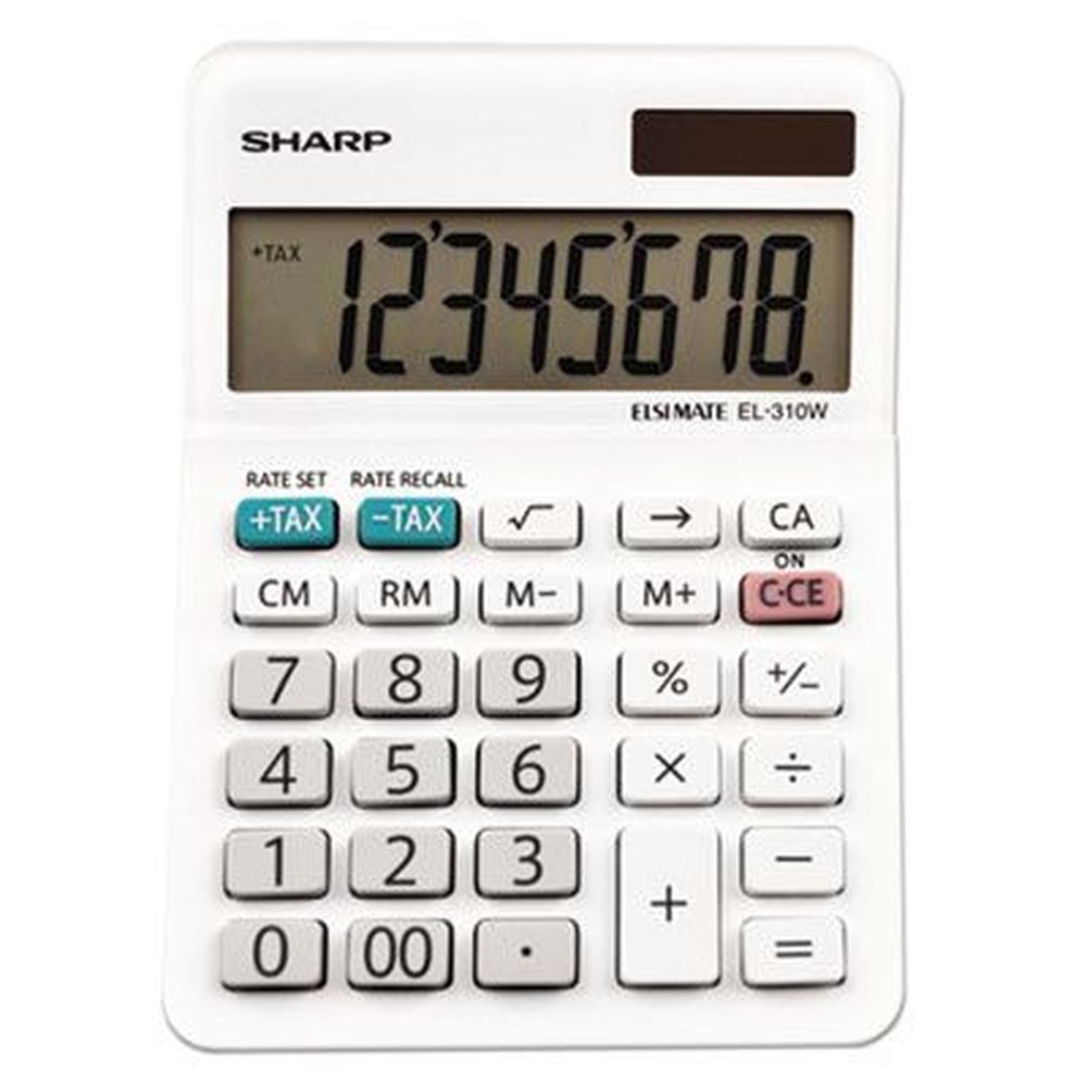 Sharp 8 Digit Lcd El-310wb Mini Desktop Calculator