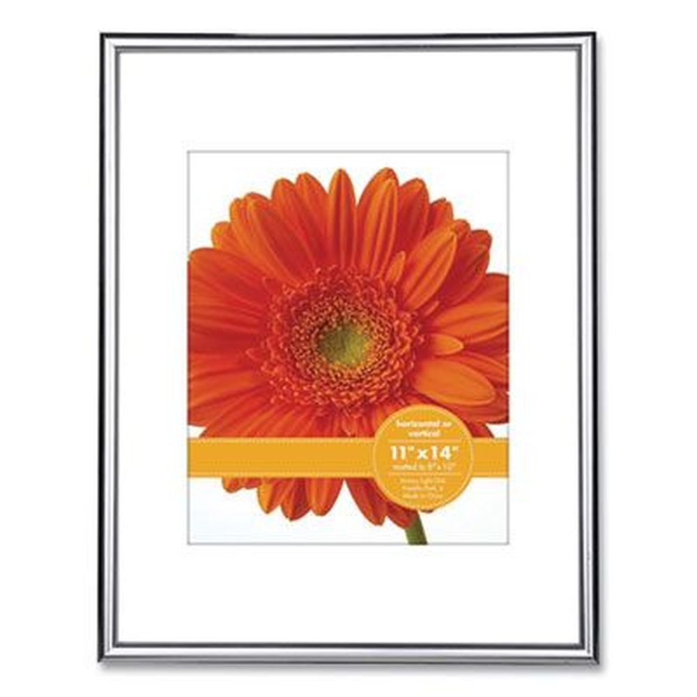 Victory Light Silver/Black Metallic Poster Frame with Mat, 8 x 10 Insert