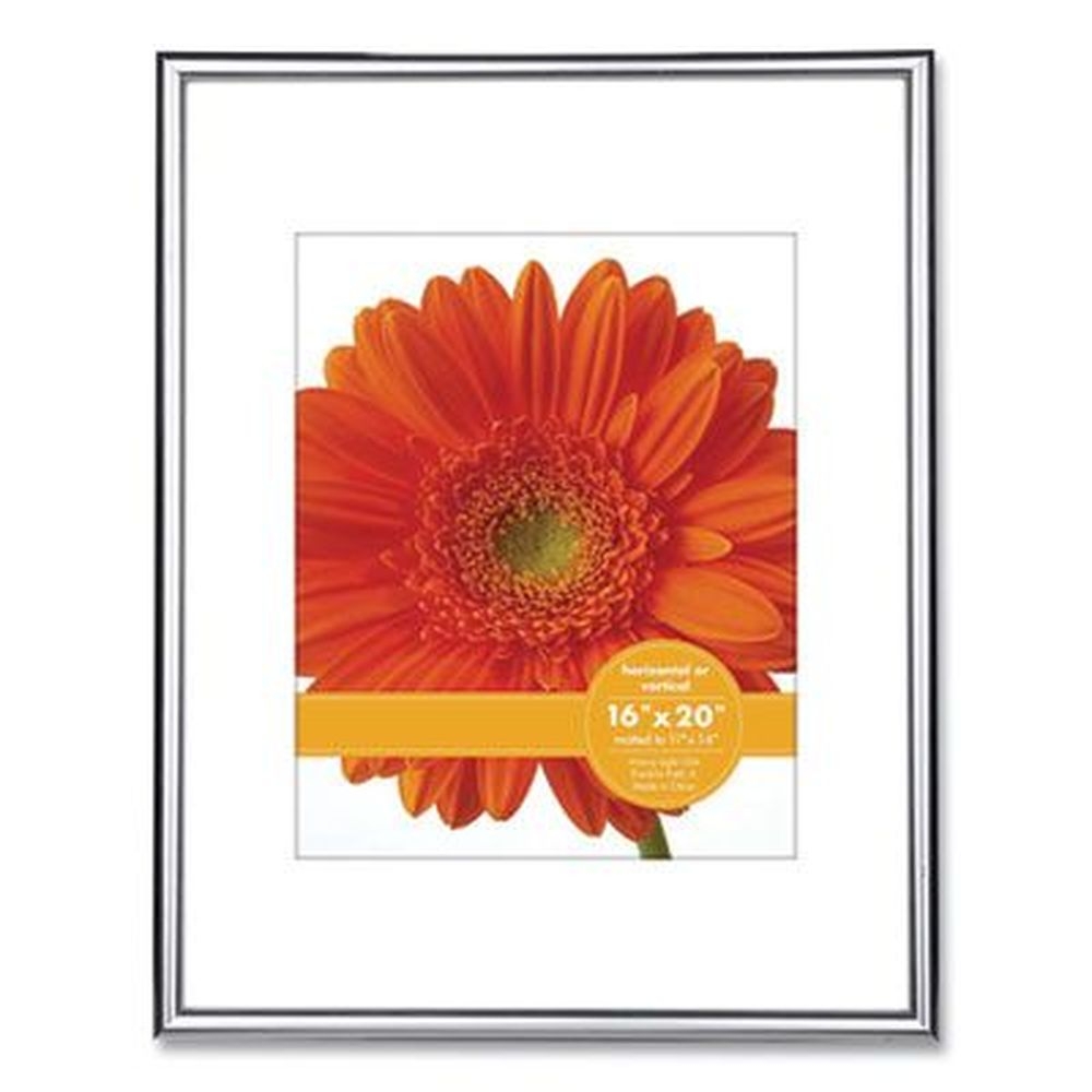 Victory Light Silver/Black Metallic Poster Frame with Mat, 11 x 14 Insert