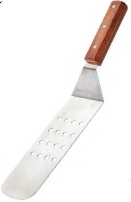 Tablecraft Stainless Steel Perforated Turner with Wood Handle, 14.5 inch -- 12 per case