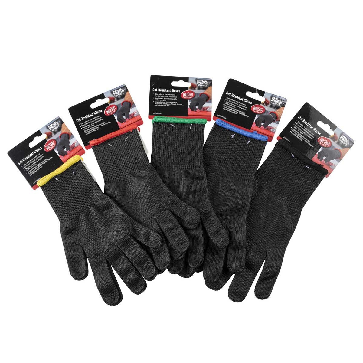 Tablecraft The Protector Small Cut Resistant Yellow Cuff Black Glove, 9.5 x 4.75 x 0.125 inch