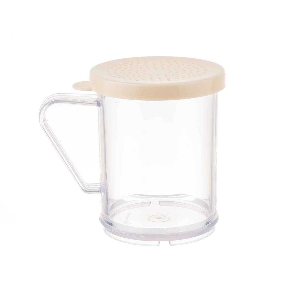 Tablecraft Plastic Dredge With Beige Salt And Pepper Lid, 10 Ounce Capacity -- 12 Per Case