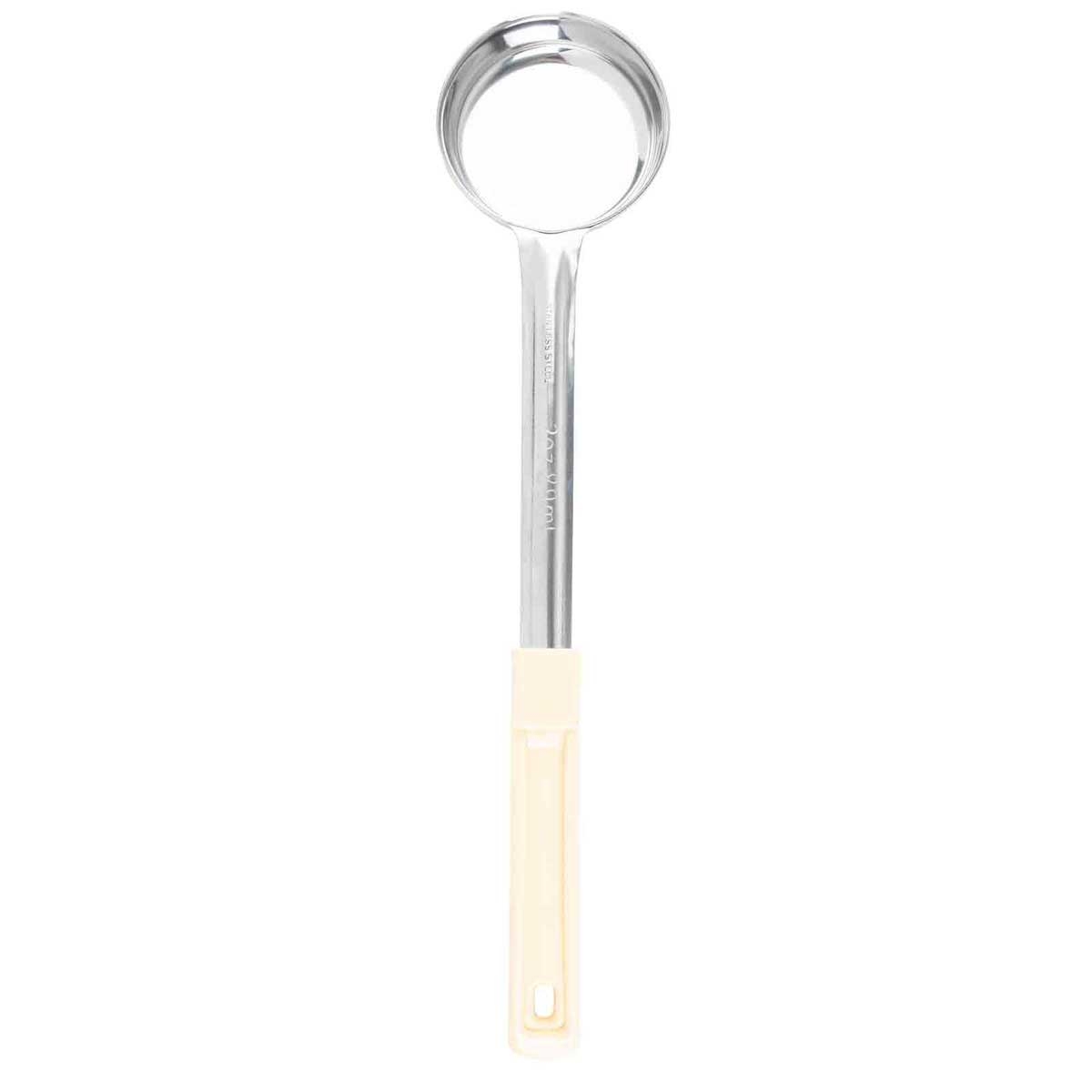 Tablecraft Stainless Steel Solid One Piece Spoonout with Beige Handle, 3 Ounce Capacity