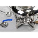 Tablecraft Stainless Steel Solid One Piece Spoonout with Blue Handle, 8 Ounce Capacity