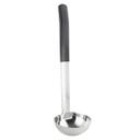 Tablecraft Antimicrobial Black Vinyl Coated Stainless Steel 3 Ounce Ladle with 9 inch Handle, 3.25 x 2.875 x 10.375 inch