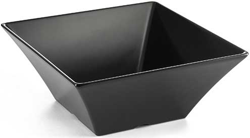 Tablecraft Frostone Collection Melamine Black Square Bowl, 3.75 Quart Capacity