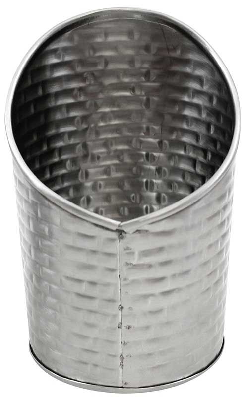 Tablecraft Brickhouse Collection Stainless Steel With Embossed Brick Pattern Slanted Round Fry Cup, 9.5 Ounce Capacity