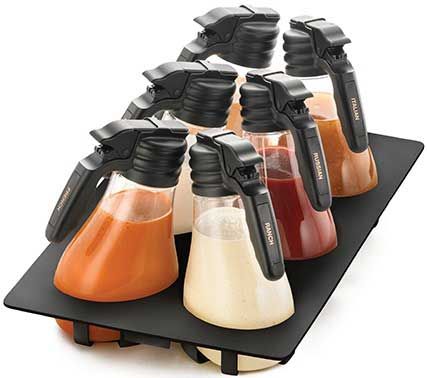 Tablecraft Nsf Black Plastic Option Salad Dressing Dispenser Tray, 20.75 X 12.75 X 2.5 Inch