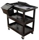 Luxor Black Three 32 x 18 inch Tub Shelves Cart with Outrigger Utility Cart Bins, 35.25 x 18 x 36.25 inch Height
