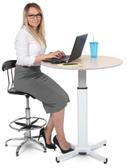 Luxor Black Pneumatic Adjustable Round Pedestal Table, 31.5 Dia. X 27.5 to 42 inch Height