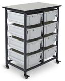 Luxor Gray Double Row Mobile Bin Storage Unit with Large Gray Bins, 30.75 x 20 x 37.5 inch Height