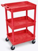 Luxor Red Tub Cart with Three Shelves, 24 x 18 x 39.25 inch Height