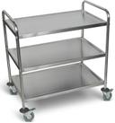 Luxor Silver Large Stainless Steel Cart with 3 Shelves, 37 inch Height
