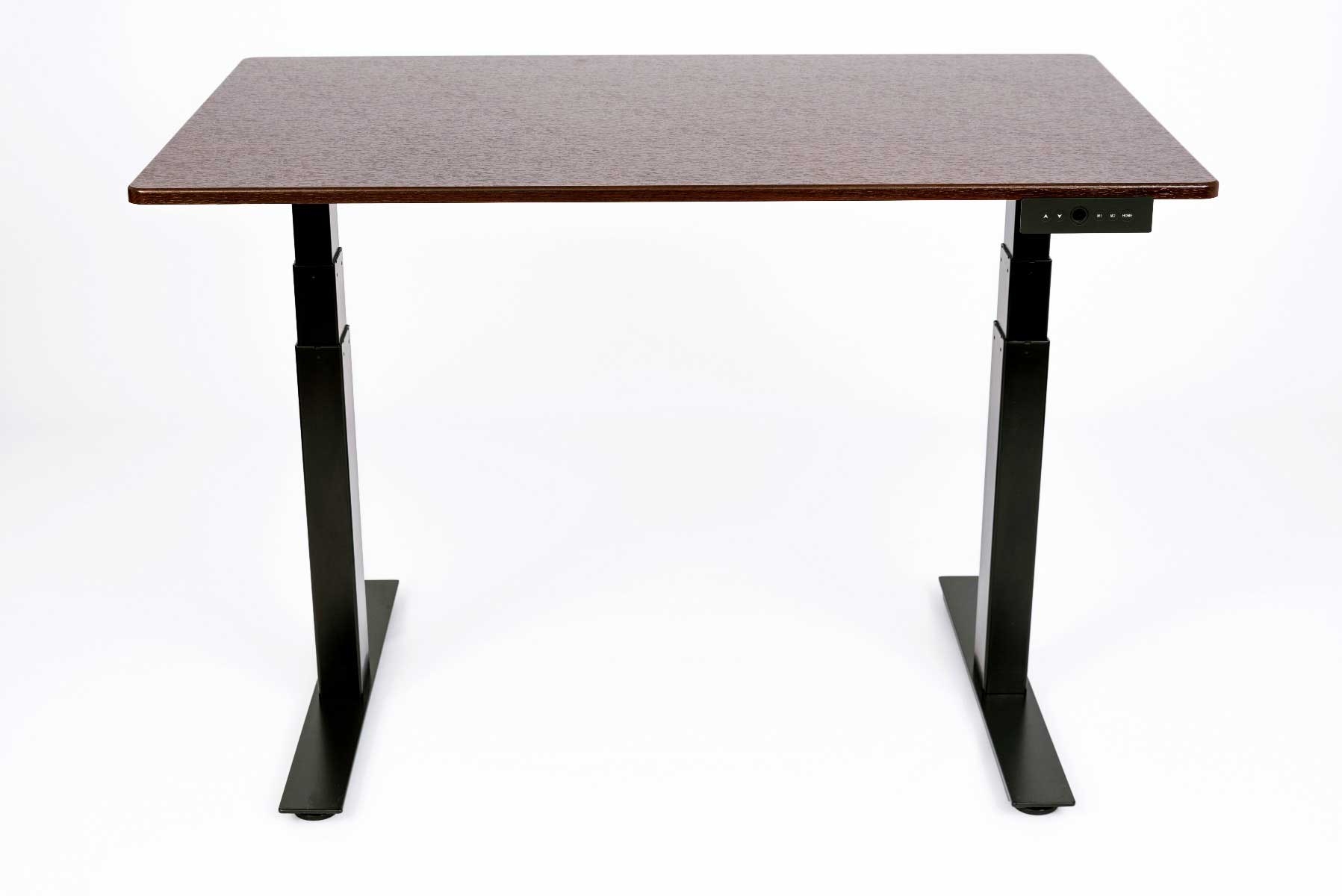 Luxor Glass Three Stage Dual Motor Electric Stand Up Desk with Dark Walnut Finish, 47.25 x 29.5 x 26 to 51.6 inch