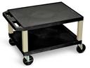 Luxor Black AV Cart with Two Shelves and Putty Legs, 24 x 18 x 16 inch Height