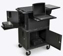 Luxor Black Ultimate Presentation Station with Cabinets, 18 x 24 x 41 inch Height
