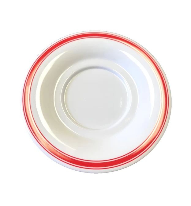 Yanco Houston Melamine Round Red Band/White Saucer, 5 1/2 inch Diameter -- 48 per case.