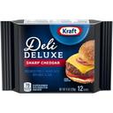 Kraft Deli Deluxe Sharp Cheddar Sliced Cheese, 8 Ounce -- 12 per case.