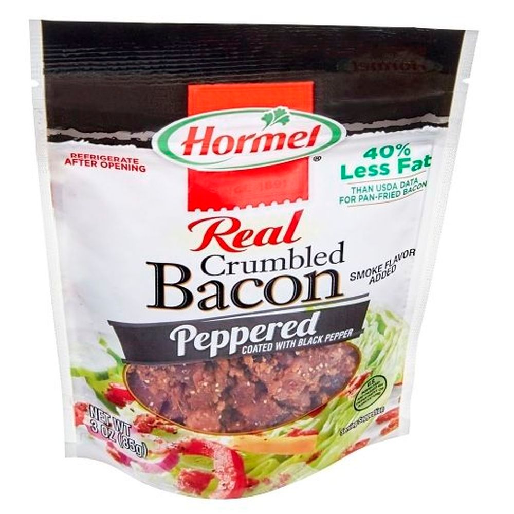 Hormel Real Crumbled Peppered Bacon, 3 Ounce Pouch -- 8 Per Case