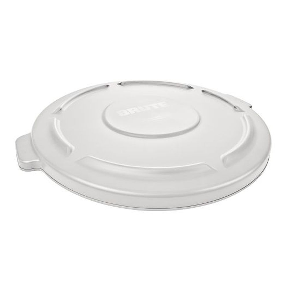 Rubbermaid Commercial White Resin Self-draining Flat Top Lids For 55 Gallon Round Brute Container, 29.13 X 29.06 X 3 Inch