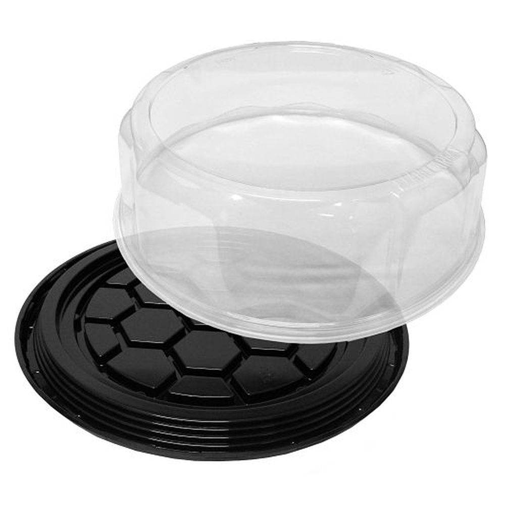 12.25 inch Black PET Base with 3.5 inch Scalloped Dome for 10 inch Cheesecake